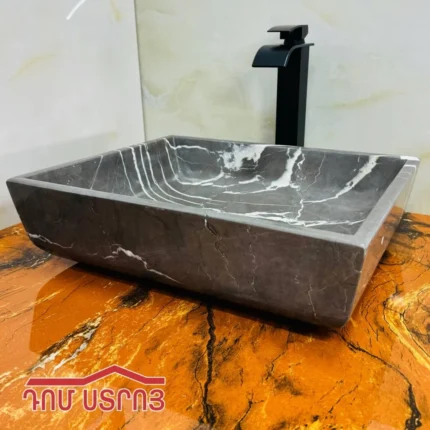 լվացարան քառակուսի մարմարե սև 1-2