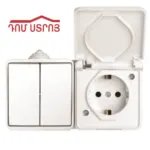 DS-108-5 վարդակ կափարիչով և անջատիչ դրսի