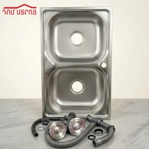 DS-45 MB8050D լվացարան+սիֆոնով 800*500*200 2տեղ. — Ապրանքի նկար 1