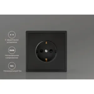 վարդակ հողանցումով սև KE01807W Klaus