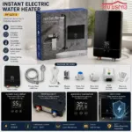 DS-11-19 գեյզեր երաշխիքով 8.5կվտ սև թվային էկրան+ավտոմատ անջատիչ+դուշ+դուշի ու ջրի շլանգներ+կախիչ ուղղահայաց