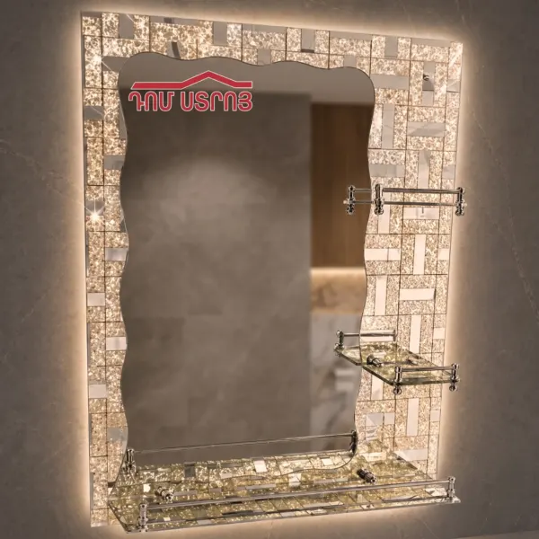 ✅DS-3-7 հայելի դարակով ոսկի+ցինկ 50*70 — Ապրանքի նկար 1