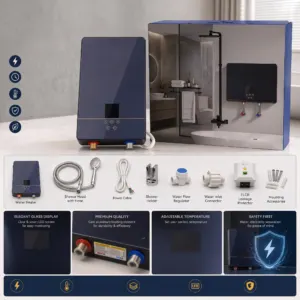 ✅DS-11-20 գեյզեր երաշխիքով 8.5կվտ անտրացիտ թվային էկրան+ավտոմատ անջատիչ+դուշ+դուշի ու ջրի շլանգներ+կախիչ ուղղահայաց